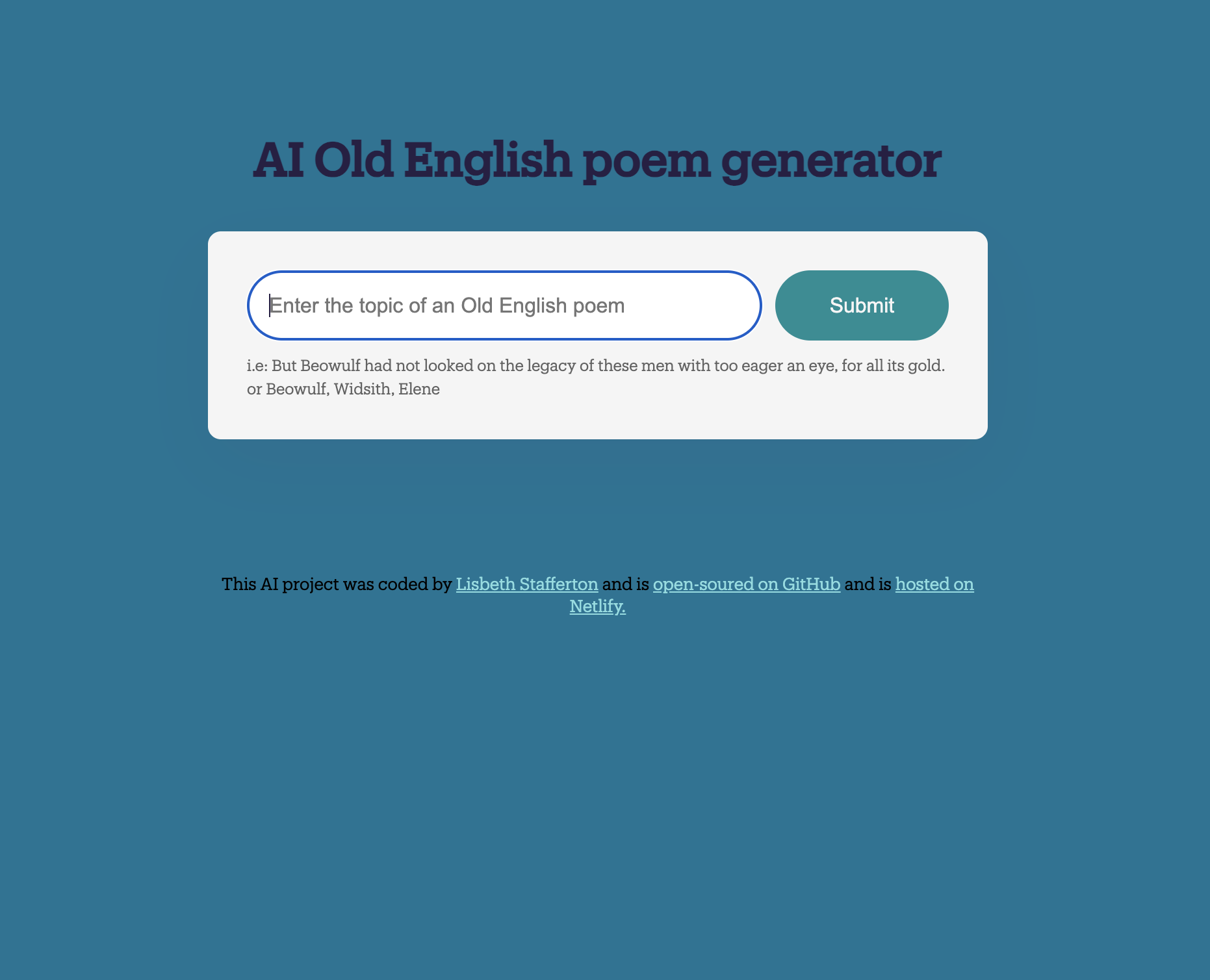 AI Poem project preview