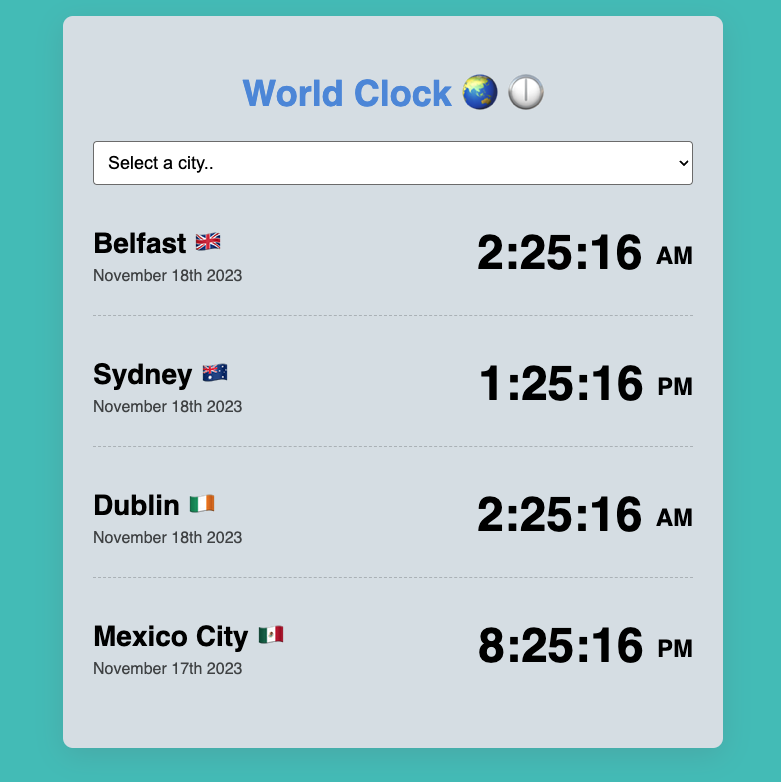 World Clock project preview